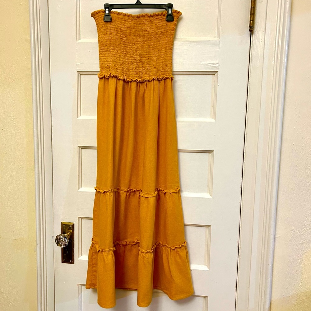4our Dreamers smocked strapless Maxi dress.